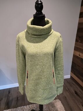 Cozy Green Funnel Neck Women's Tunic Sweater